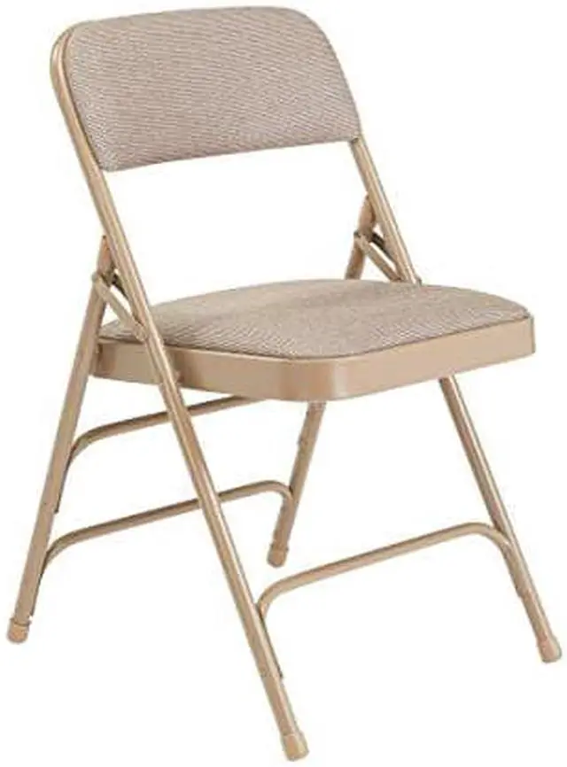 Main image of National Public Seating 2300 Series Steel Frame Upholstered Premium Fabric Seat and Back Folding Chair with Triple Brace, 480 lbs Capacity, Cafe Beige/Beige (Carton of 4)