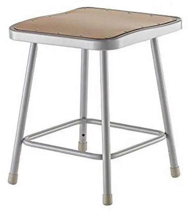 Alt view image 4 of 4 - NPS 6318 6300 Series Heavy Duty Square Seat Steel Stool - Backless - Supports Up to 500 lb - 17.5" Seat Height - Brown Seat, Gray Base