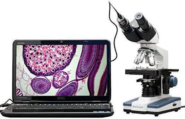 Alt view image 13 of 13 - 40X-2500X LED Digital Binocular Compound Microscope w 3D Stage +1.3MP USB Camera
