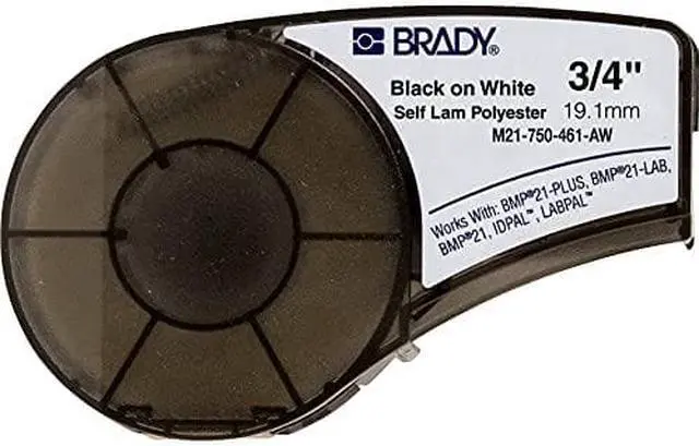 Alt view image 2 of 2 - brady authentic (m21-750-461) extreme-temperature resistant label for laboratory, equipment, and asset tracking labeling, black on white material - designed for bmp21-plus and bmp21-lab label printer