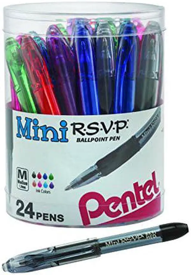 Alt view image 9 of 12 - Pentel BK91MN24M R.S.V.P. Mini Ballpoint Pen, 1 Mm, Assorted Ink, 24/Pack