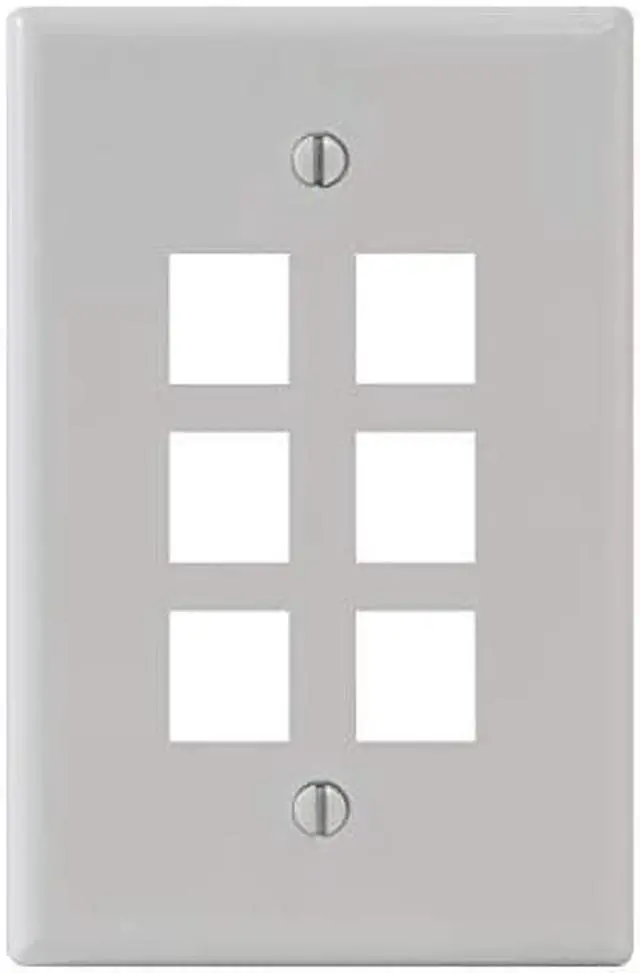 Alt view image 4 of 5 - ICC IC107LF6WH Oversized Classic face Plate 6 Port White