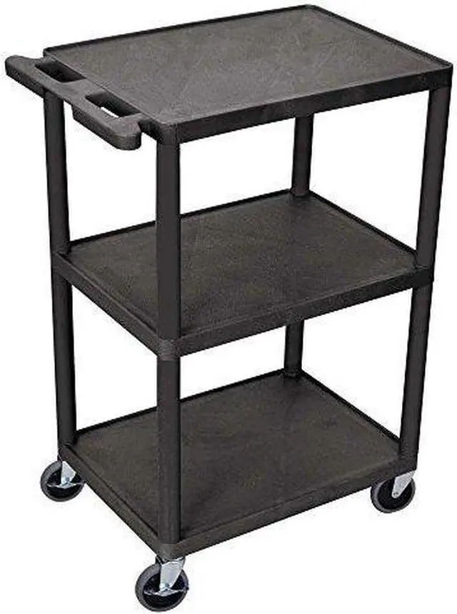 Alt view image 10 of 11 - Luxor HE42 3 Shelves Structural Foam Plastic Utility Cart Black