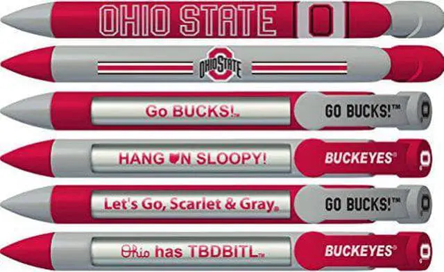 Main image of Greeting Pen College Pens- Ohio State Buckeyes Braggin Rights Rotating Message 6 Pen Set 20543