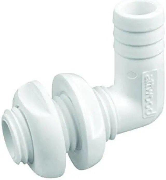 Main image of Attwood 3877-3 Polypropylene 90-Degree Thru-Hull Connector, White Finish