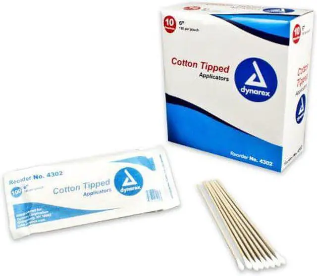 Alt view image 4 of 4 - dynarex cotton tipped wood applicators nonsterile 6", 100 count, pack of 10