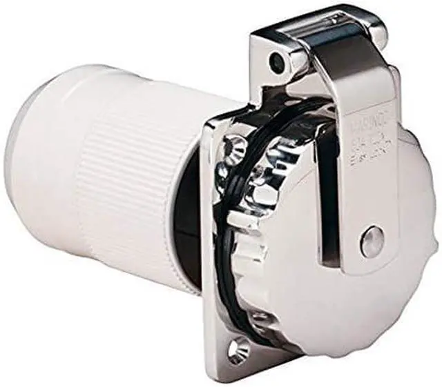 Alt view image 3 of 5 - Marinco 6373EL-B 50Amp 125/250V Stainless Steel Inlet