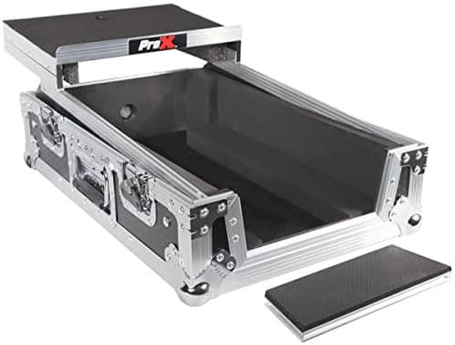 Main image of Prox XS-RANE72LT 11" ATA-300 Style Gig Ready Flight/Road Case with Laptop Shelf for Rane Seventy-Two DJ Mixer, Silver on Black