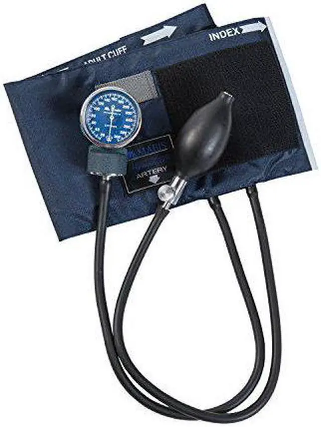 Alt view image 4 of 4 - Mabis 01-100-011 Signature Aneroid Sphygmomanometer - Blue Nylon Cuff - Adult