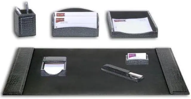 Main image of Dacasso Black Crocodile Embossed Leather Desk Set, 7-Piece D2204