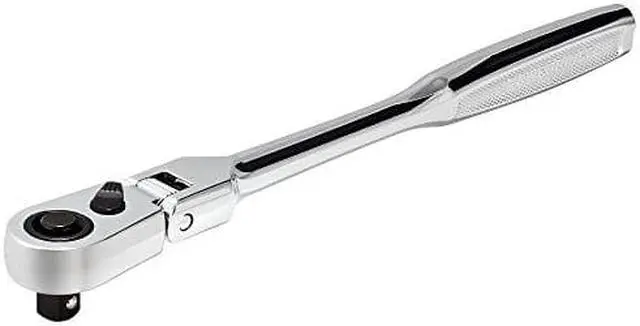 Main image of Powerbuilt 649950 Pro Tech 1/4-inch Drive x 7-inch Long Reach Ratchet Contour Handle - with Extra Long Handle Ratchet, Flex Head, 72 Tooth , Silver