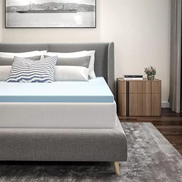 Alt view image 13 of 13 - Flash Furniture Capri Comfortable Sleep 2" Hypoallergenic Cool Gel Memory Foam Mattress Topper, Blue - Queen