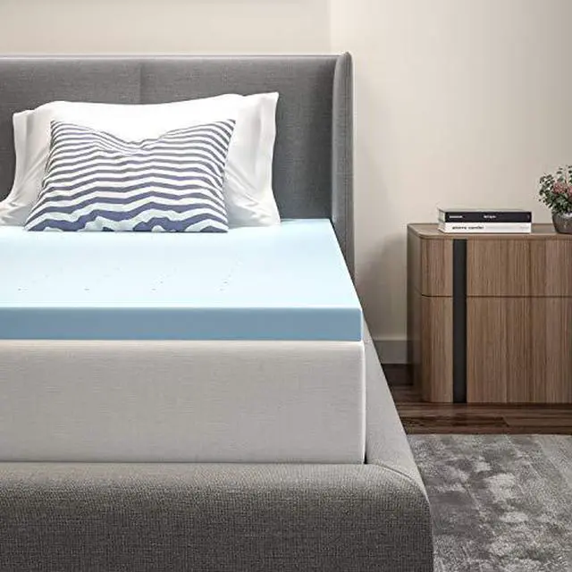 Alt view image 13 of 13 - Flash Furniture Capri Comfortable Sleep 2" Hypoallergenic Cool Gel Memory Foam Mattress Topper, Blue - Twin