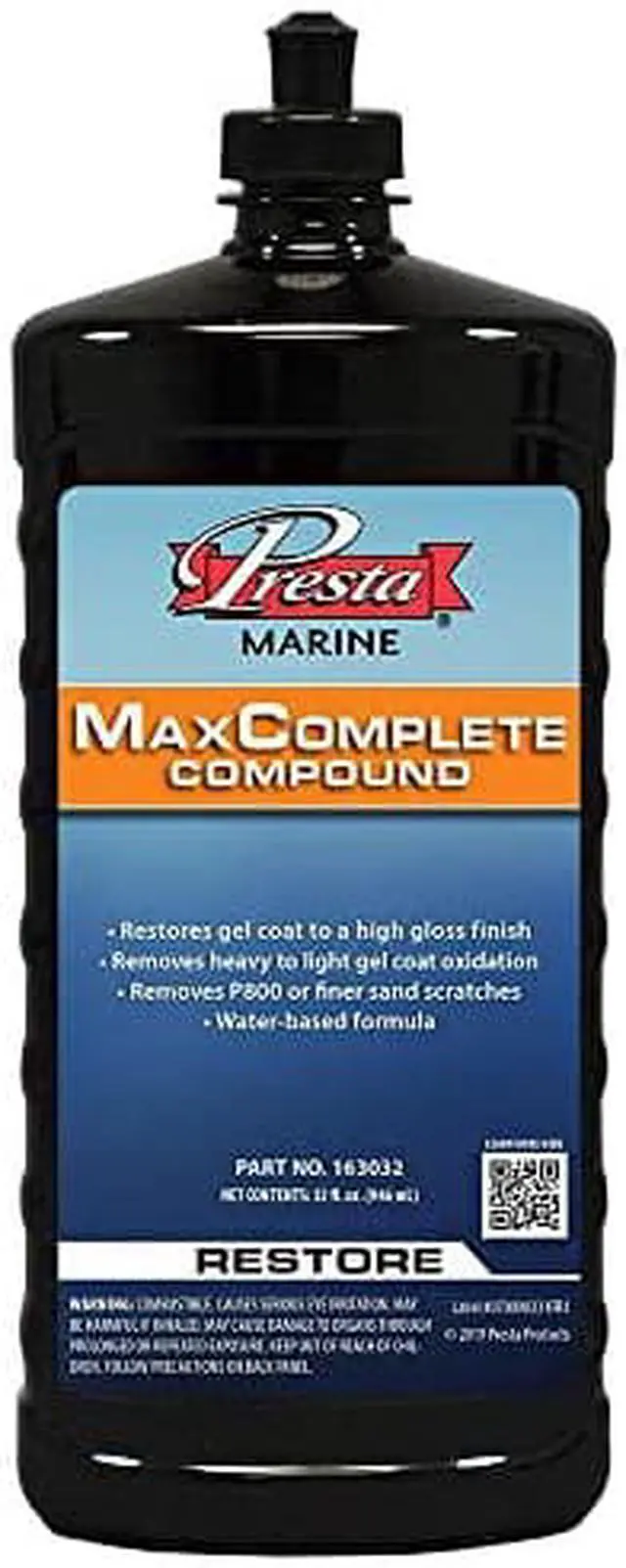 Main image of Presta MaxComplete - Professional Grade Cutting Compound for Watercraft and RVs/Produces High-Gloss Finish / 32 Oz. (163032)