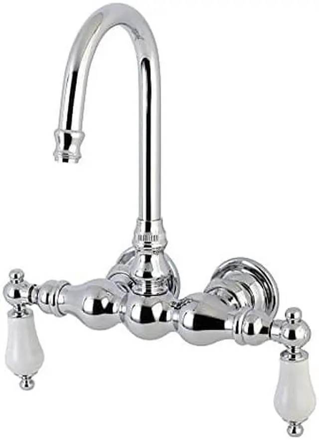 Alt view image 2 of 2 - KINGSTON BRASS AE6T1 Wall-Mount Clawfoot Tub Faucet, Polished Chrome, Tub Wall