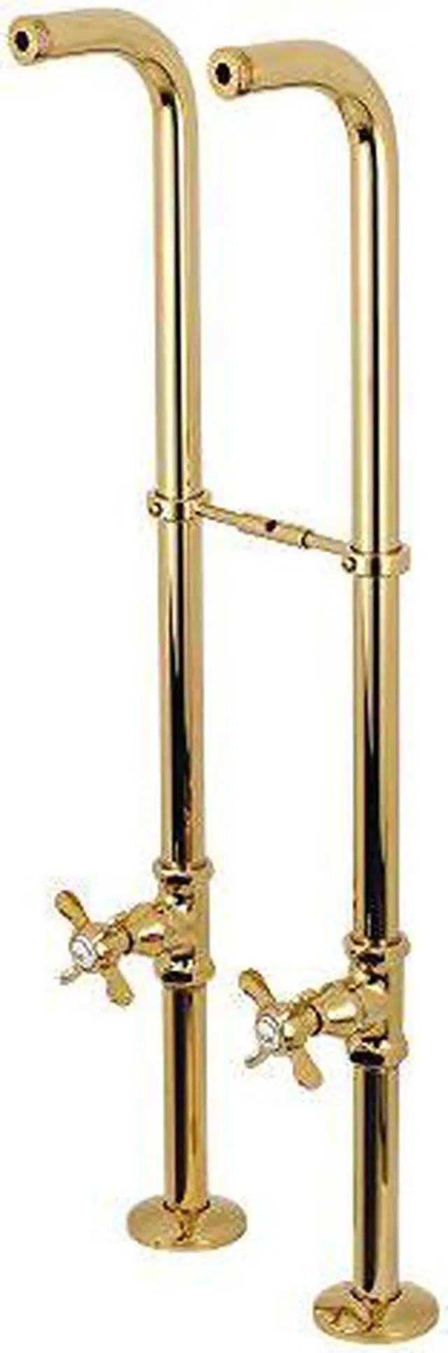 Alt view image 4 of 5 - Kingston Brass CC266S2BEX Freestanding Supply Line with Stop Value & Handle, Polished Brass - 4.56 x 6 x 32.25 in.
