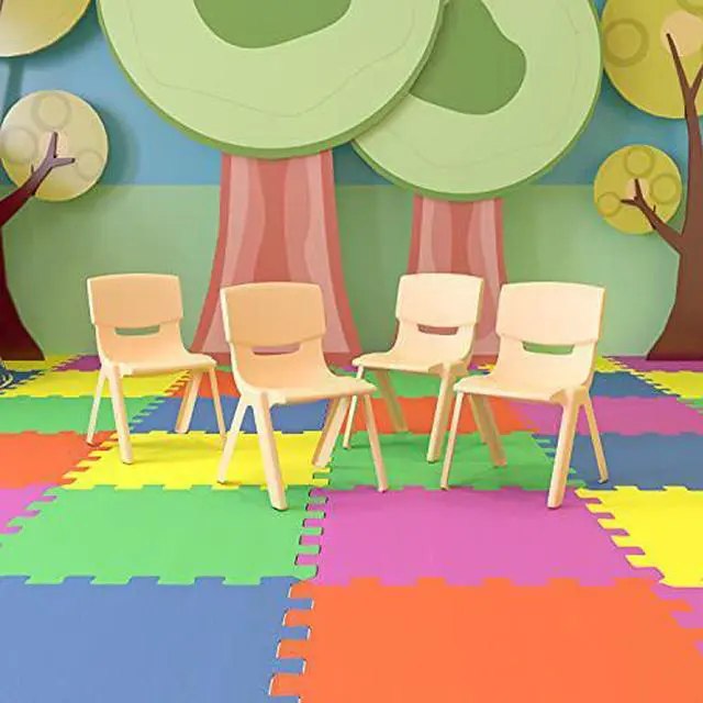 Alt view image 20 of 20 - 4 Pack Natural Plastic Stackable School Chair with 13.25" Seat Height