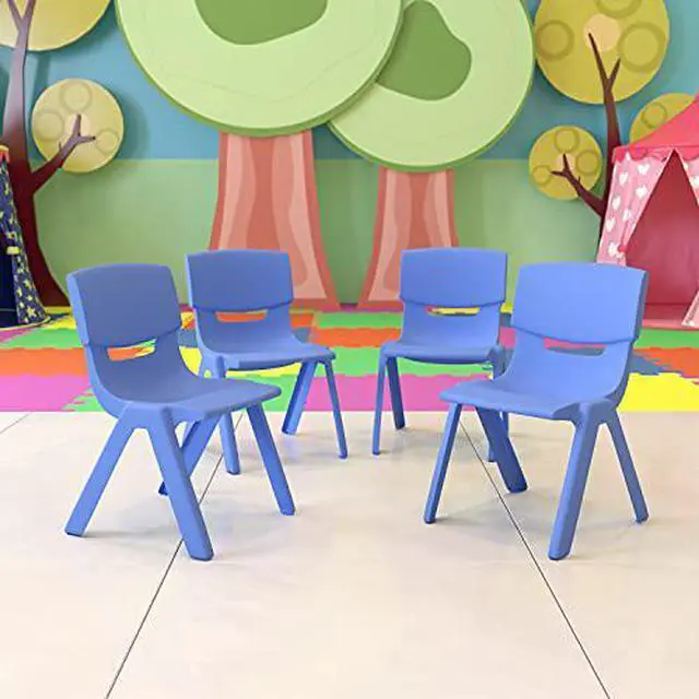 Alt view image 13 of 13 - 4 Pack Blue Plastic Stackable School Chair with 12'' Seat Height