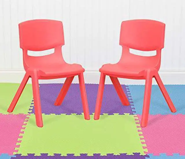 Alt view image 13 of 20 - 2 Pack Red Plastic Stackable School Chair with 12" Seat Height