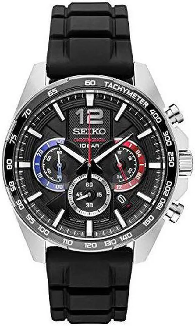 Alt view image 8 of 8 - Seiko SSB347 Black Dial Men's Chronograph Black Rubber Quartz Watch