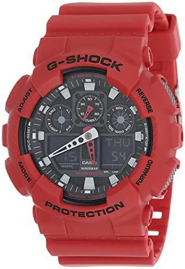 Alt view image 13 of 18 - Casio Mens XL G-Shock - Ana-Digi - Red Design - Black Negative Digital Display