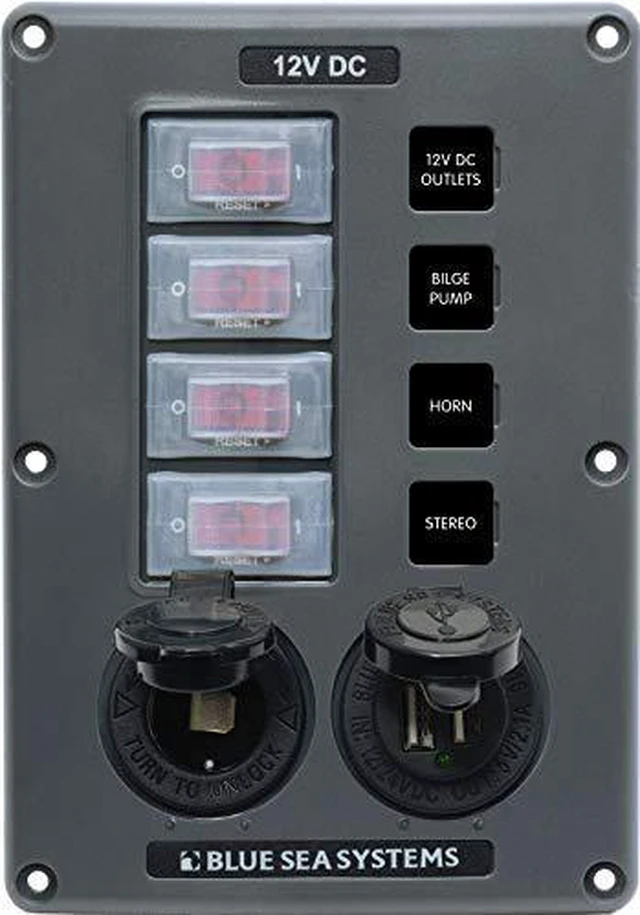 Alt view image 14 of 15 - Breaker/Switch Panel, 4 Sw/USB/12V, Gray