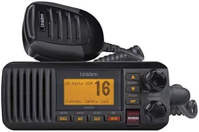 Alt view image 9 of 13 - UNIDEN - UM385BK 25 WATT FIXED MOUNT CLASS D SUBMERSIBLE VHF MARINE RADIO WITH 4 DIGIT & "B" CHANNELS -BLACK