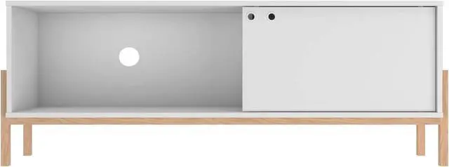 Alt view image 18 of 18 - Bowery 55.12 TV Stand with 2 Shelves in White and Oak