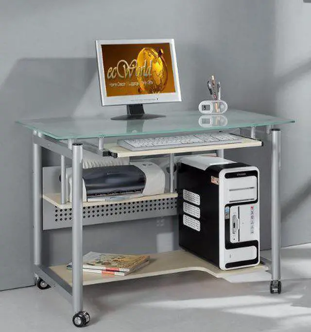 Alt view image 10 of 10 - Techni Mobili Frosted Glass Top Compact Computer Workstation Desk