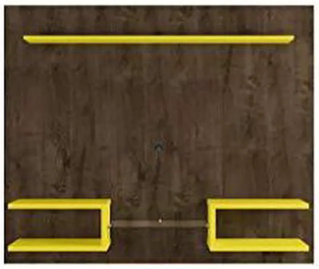 Alt view image 14 of 14 - Plaza 64.25 Floating Entertainment Center in Rustic Brown and Yellow