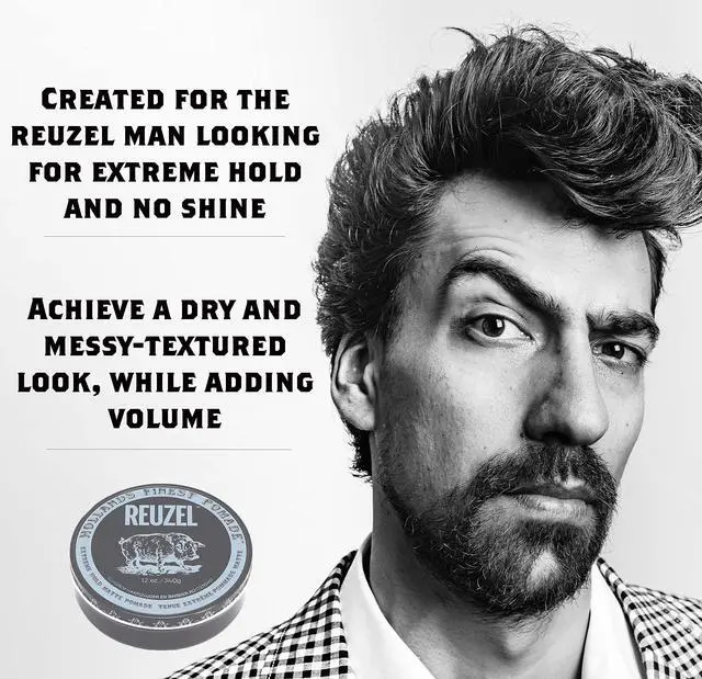 Alt view image 7 of 11 - ZZRST Reuzel Holands Finest Extreme Hold Matte Pomade Gray Tin 12 Ounce