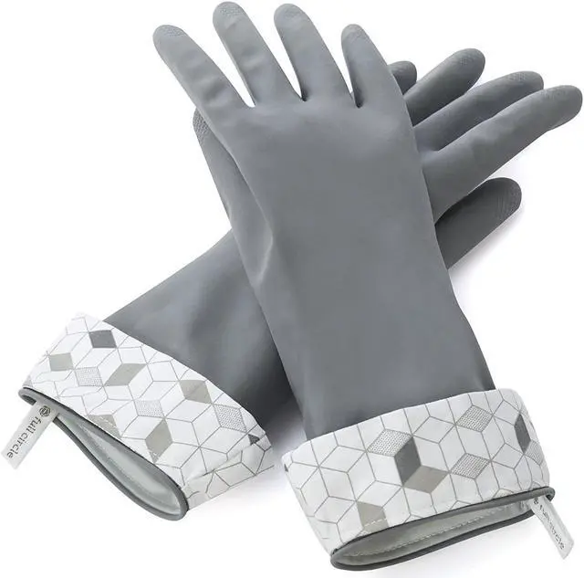 Main image of Splash Patrol Natural Latex Cleaning Gloves Large - Eco-Friendly, Durable, Kitchen, Bathroom, Household Cleaning - Gray