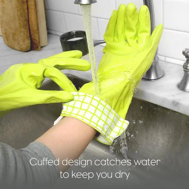 Alt view image 5 of 7 - Splash Patrol Natural Latex Cleaning Gloves Large - Eco-Friendly, Durable, Kitchen, Bathroom, Household Cleaning - Gray