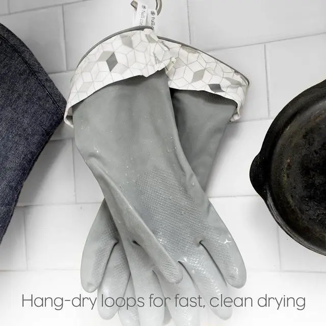 Alt view image 6 of 7 - Splash Patrol Natural Latex Cleaning Gloves Large - Eco-Friendly, Durable, Kitchen, Bathroom, Household Cleaning - Gray