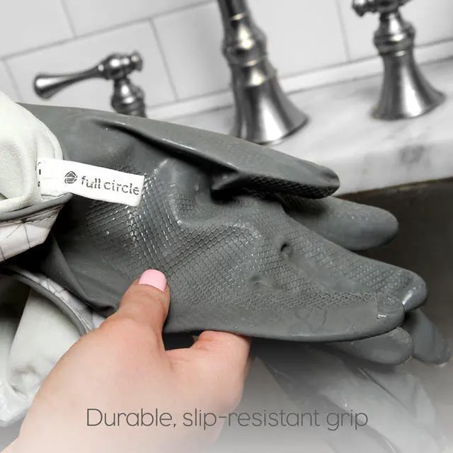 Alt view image 7 of 7 - Splash Patrol Natural Latex Cleaning Gloves Large - Eco-Friendly, Durable, Kitchen, Bathroom, Household Cleaning - Gray