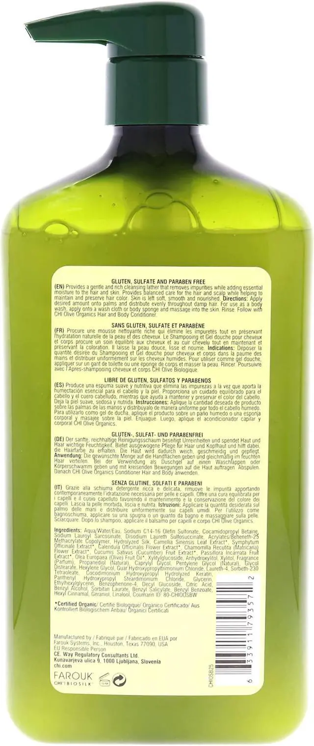 Alt view image 3 of 4 - CHI Olive Organics Hair & Body Shampoo Body Wash 24oz
