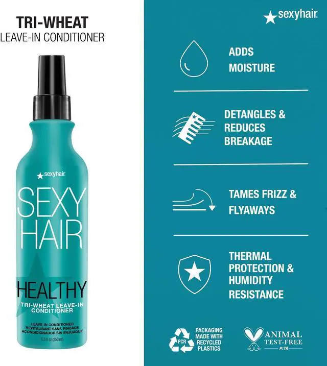 Alt view image 12 of 17 - Healthy Sexy Hair Tri-Wheat Leave In Conditioner Sexy Hair Hair Spray for Unisex 8.5 oz