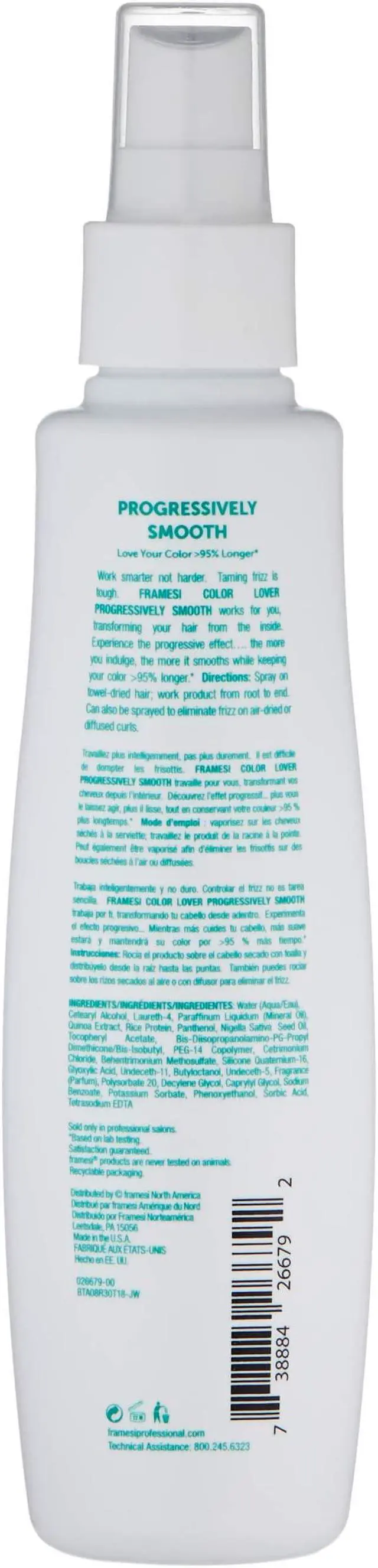 Alt view image 3 of 8 - Framesi Color Lover Progressively Smooth Leave-In Smoothing Spray 6oz
