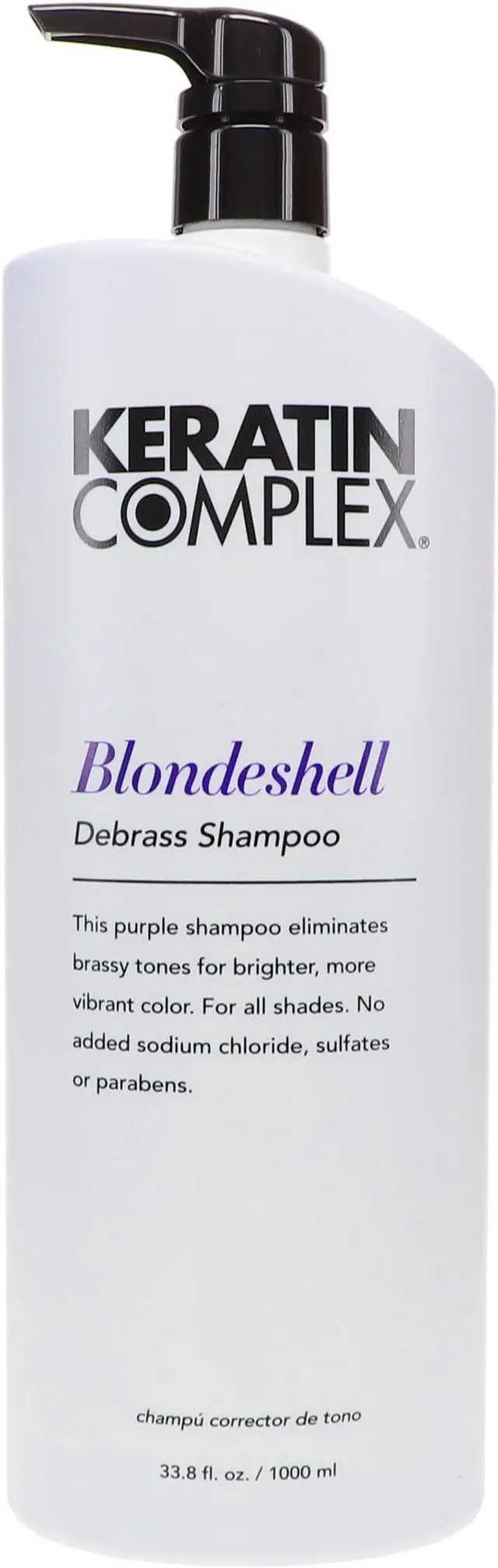 Alt view image 4 of 10 - Keratin Complex Blondeshell Debrass Shampoo Purple Cleanser Eliminates Brassy Tones 33.8oz 1000ml