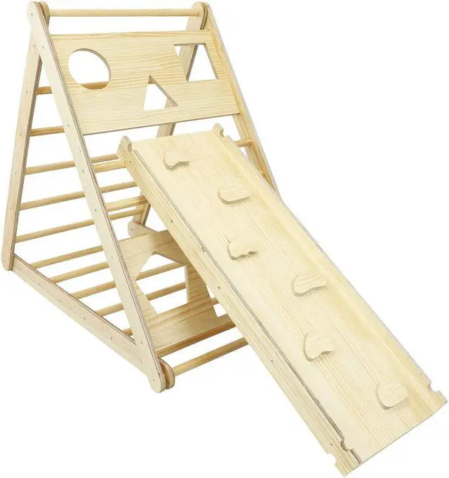 Alt view image 8 of 8 - XL Wooden Triangle Climber with Reversible Climbing Ramp/Slide for Kids Toddlers
