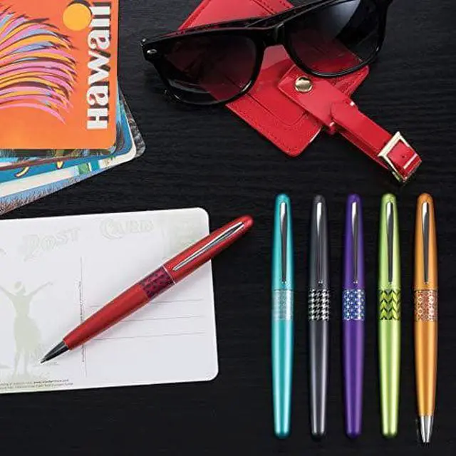 Alt view image 4 of 4 - PILOT MR Retro Pop Collection Fountain Pen in Gift Box, Orange Barrel with Flower Accent, Medium Point Stainless Steel Nib, Refillable Black Ink (91443)