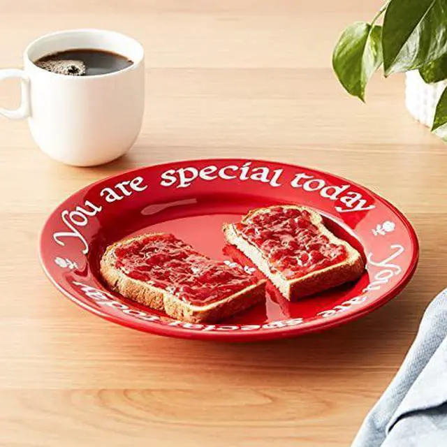 Alt view image 4 of 4 - Waechtersbach You Are Special Plate, Birthday Plate or Special Occasion Plate for Celebrations  Red Dinner Plate, Microwave & Dishwasher Safe Cherry Red Plate w/ Pen & Gift Box (10.75)