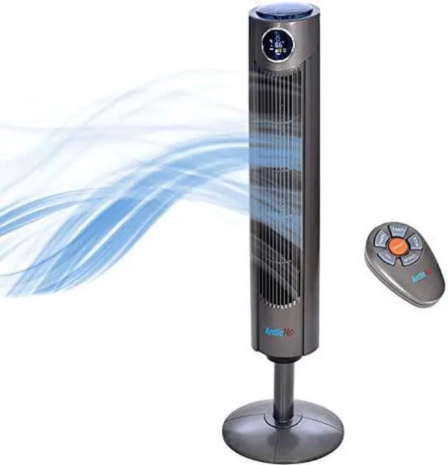 Alt view image 7 of 10 - Arctic-Pro Digital Screen Oscillating Tower Fan with Remote Control, Dark Gray, 42-Inch