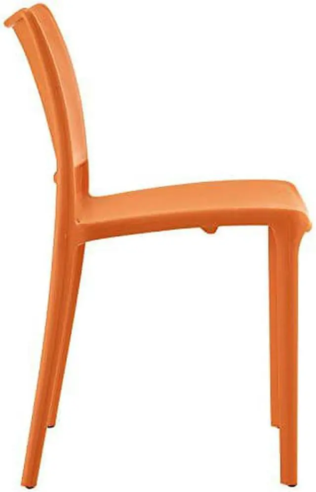 Alt view image 2 of 7 - Modway MO- Hipster Contemporary Modern Molded Plastic Stacking, Dining Chair, Orange