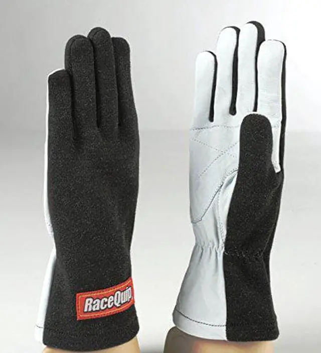 Main image of RaceQuip Basic Race Gloves 350 Series 1 Layer Nomex Non SFI Black Large 350005