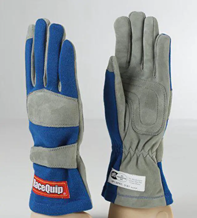 Alt view image 2 of 4 - RaceQuip Race Gloves 351 Series 1 Layer Nomex SFI 3.3/1 Certified Blue Large 351025