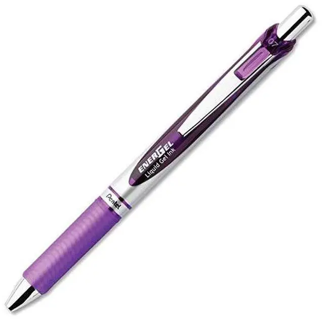 Alt view image 10 of 10 - Pentel Gel Pen Retractable Metal Tip .7mm 12/BX Violet Barrel/Ink BL77VDZ