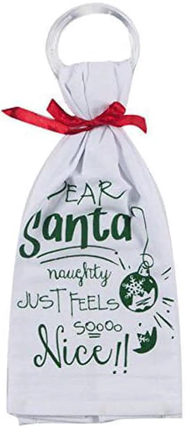 Alt view image 2 of 2 - Dear Santa Naughty Feels So Nice Krinkle Flour Sack Kitchen Dish Towel Kay Dee