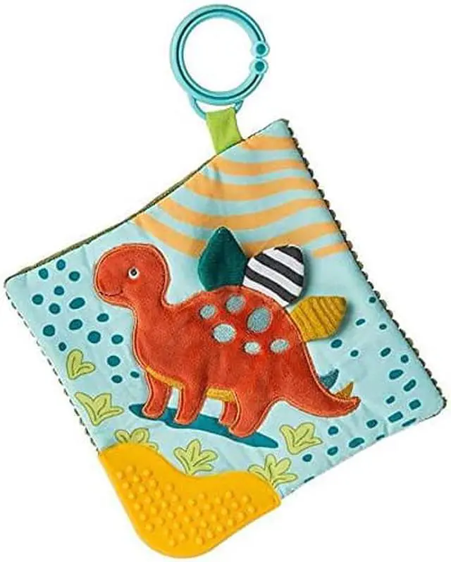 Main image of Mary Meyer Pebblesaurus Crinkle Teether Toy with Baby Paper and Squeaker, 6 x 6-Inches, Dinosaur