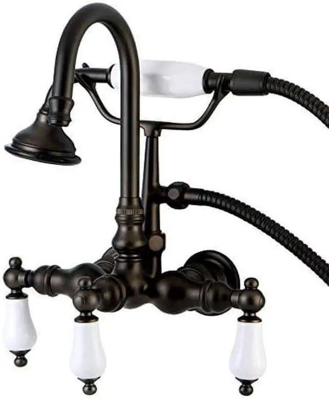 Alt view image 3 of 9 - Kingston Brass AE11T5 Aqua Eden Vintage Wall Mount Clawfoot Tub Faucet, Oil Rubbed Bronze